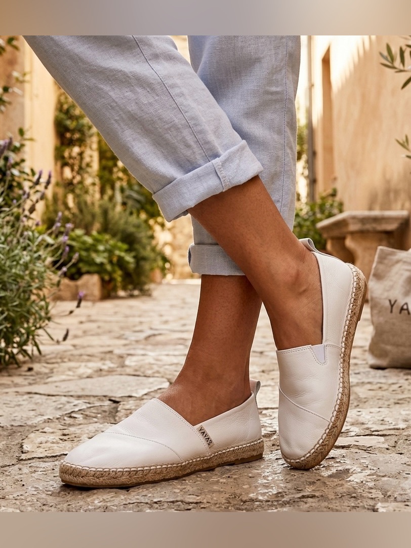 Nwt Yaya’s Off-White Canvas Espadrilles Slip-On Flats Size 23.5(6.5-7)